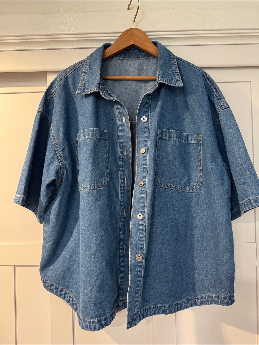 Vintage Blue Denim Button-Down Shirt